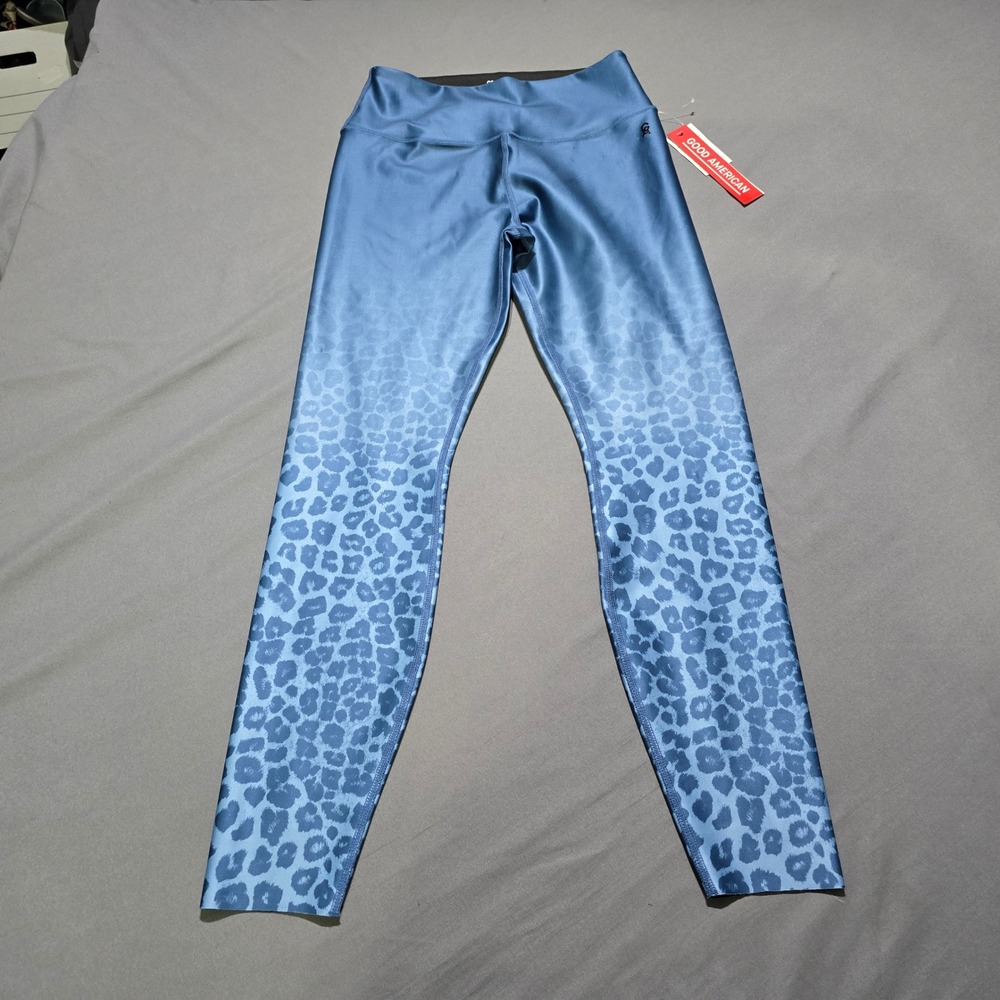 Good American Tonal Leopard Legging Womens 3 large Blue Sky Ombre GP0296